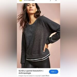 Anthropologie Sundry Pullover layered gray with striped underneath sz 2